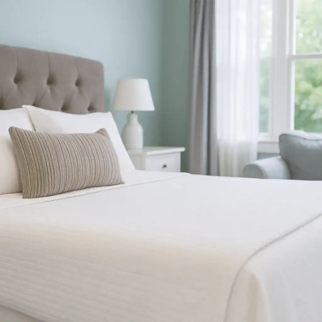 Clean and cozy bedroom after professional Airbnb cleaning service in Sarasota.